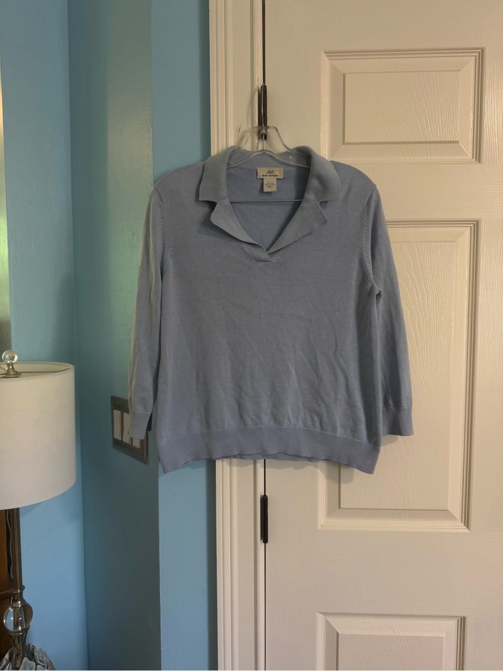 Brooks Brothers Silk Light Blue Collared Knit Sweater